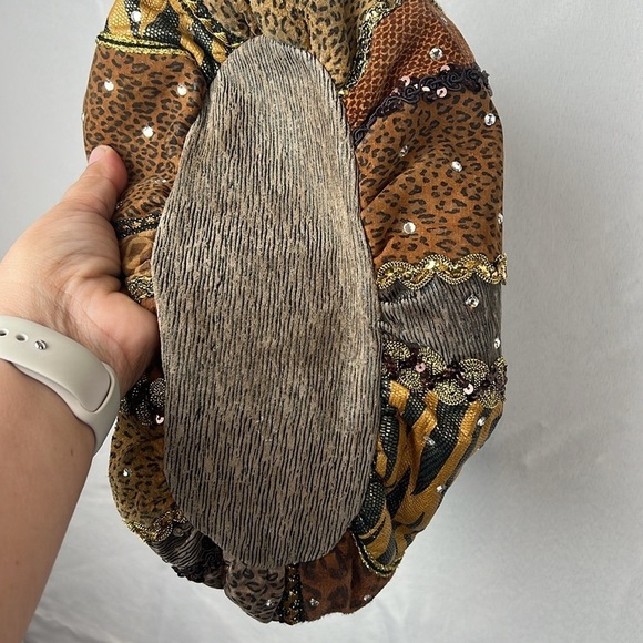 Rita Diana for Mylinka Vintage Animal Print Cinch Bag w/ Crystals Gypsy Boho - Picture 3 of 7